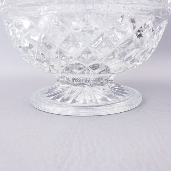 Vintage Anchor Hocking Wexford Cut Glass Crystal Candy Dish with Lid 7" Tall - Picture 8 of 10